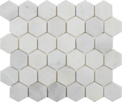 BEYAZ HEXAGON MERMER CİLALI MOZAİK